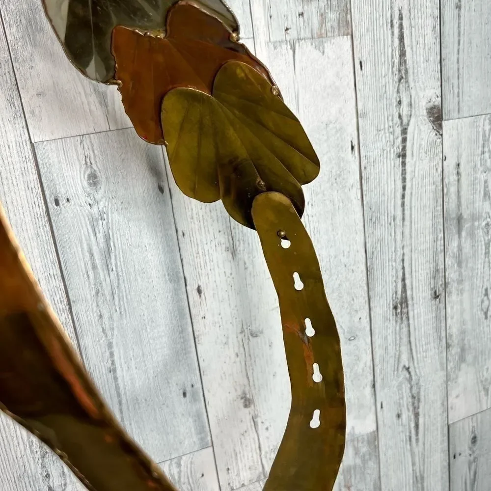 Vintage 80s Artisan Mixed Metal Scalloped Leaf Wide Belt Gaudy Unique Avantgarde